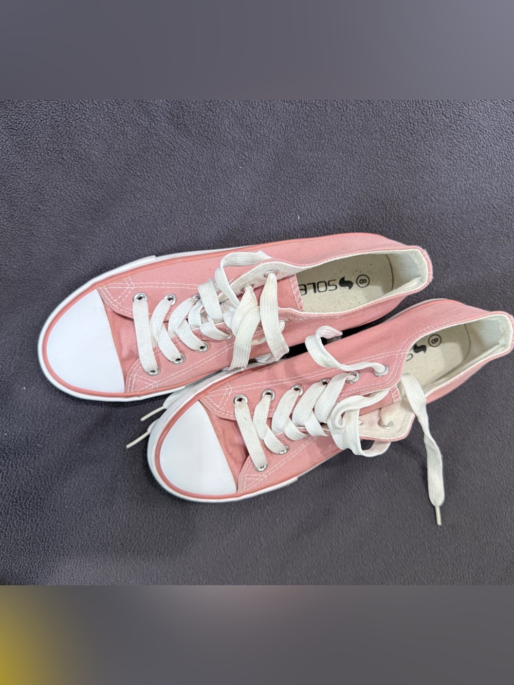 Soleao Pink Low Top Canvas Lace Up Sneakers - Picture 1 of 3
